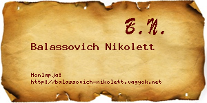 Balassovich Nikolett névjegykártya