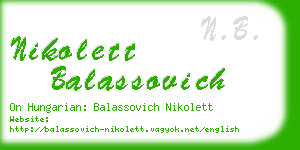 nikolett balassovich business card